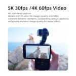 Ordro M5 3-Axis Handheld Osmo Pocket Gimbal Stabilizer Camcorder Ai Tracking 5k Vlog WiFi 180° Rotatable Lens, 3.5 Inch Flip Screen, 120° Wide Angle, IR Night Vision
