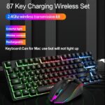RAIKU R905 wireless charging keyboard and mouse set 87-key LED light-emitting gaming mouse and keyboard cross-border