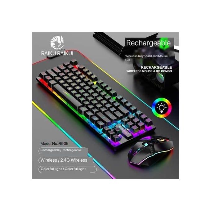 RAIKU R905 wireless charging keyboard and mouse set 87-key LED light-emitting gaming mouse and keyboard cross-border