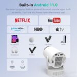 Rechargeable HY300 Smart Portable Android 11 System 5G WiFi 6 BT5.2 Movie Projector
