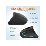 RECHARGEABLE Vertical Mouse, Right Handed 2.4GHz Wireless Ergonomic Rechargeable Vertical Mouse with 3 Adjustable DPI 800/1200/1600, Quiet Clicks, 6 Buttons,Compatible with PC,...