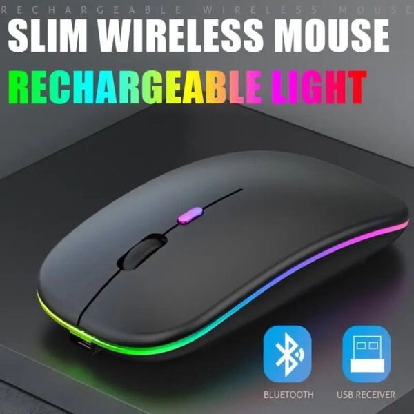 Rechargeable Wireless Bluetooth Mouse(2.4Ghz)--BLACK