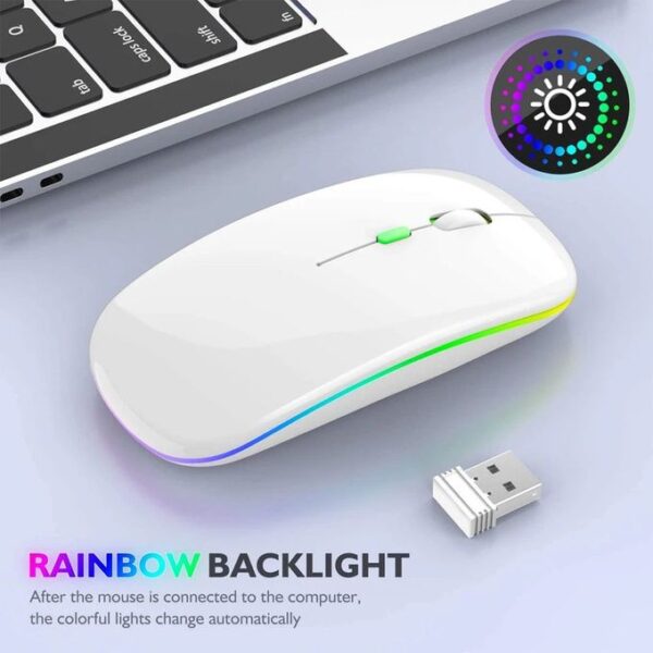 Rechargeable Wireless Bluetooth Mouse(2.4Ghz)--WHITE
