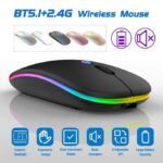 Rechargeable Wireless Mouse – 2.4GHz & Bluetooth 2-Mode, Silent Click, Ergonomic Compact Design, USB-C Charging, Plug & Play for PC / Laptop / Android / Tablet
