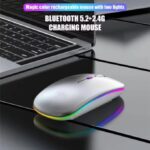 Rechargeable Wireless Mouse – 2.4GHz & Bluetooth 2-Mode, Silent Click, Ergonomic Compact Design, USB-C Charging, Plug & Play for PC / Laptop / Android / Tablet
