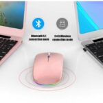 Rechargeable Wireless Mouse – 2.4GHz & Bluetooth 2-Mode, Silent Click, Ergonomic Compact Design, USB-C Charging, Plug & Play for PC / Laptop / Android / Tablet