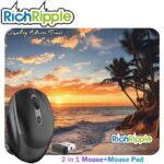 RichRipple 2 in 1 2.4G Wireless Dual-mode Bluetooth Mouse Wireless Rechargeable Mouse with mouse pad 3-Level DPI and Ergonomic Design for Office, Library