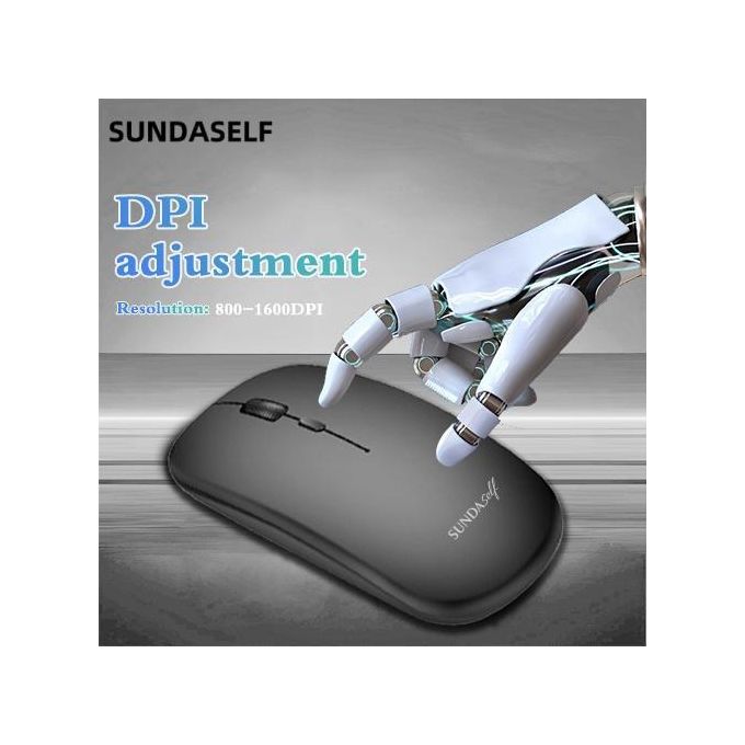 SUNDASELF SUNDASELF 2.4G Wireless Mouse - Black, Ergonomic, Rechargeable, 11.3x5.8x2.6cm