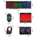T-WOLF TF800 five-piece Gaming Combo 104 Keys Keyboard 4-color Breathing Light Mouse 3.5mm Gaming Headset Anti-slip Mouse Pad and