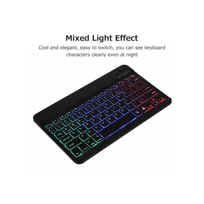 Tablet 10 Inch BT Slim Wireless Keyboard Rechargeable Color Lights