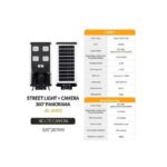 TiLECC Solar Street Light+4K Four Lens 4G Sim Card HD Camera 360° Panorama