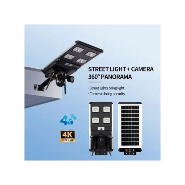 TiLECC Solar Street Light+4K Four Lens 4G Sim Card HD Camera 360° Panorama