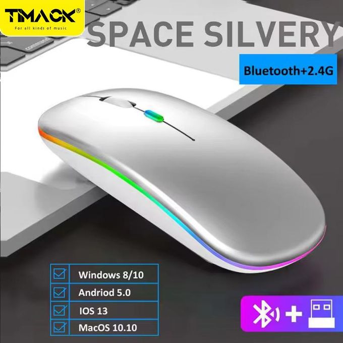 Timack Wireless RGB Mouse 2.4G Ergonomic Optical Mouse, Computer Mouse for Laptop, PC, Computer,