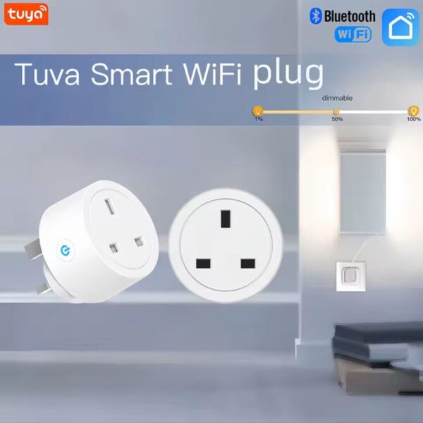 Tuya 16A Smart Socket WiFi UK Smart Plug 3pin Adapter Home Alexà Voice Control Energy Monitoring Function Power Outlet Set