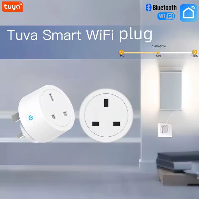 Tuya 16A Smart Socket WiFi UK Smart Plug 3pin Adapter Home Alexà Voice Control Energy Monitoring Function Power Outlet Set