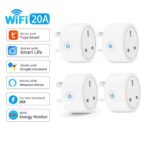 Tuya 20A Smart Socket WiFi UK Smart Plug 3pin Adapter Home Alexà Voice Control Energy Monitoring Function Power Outlet Set