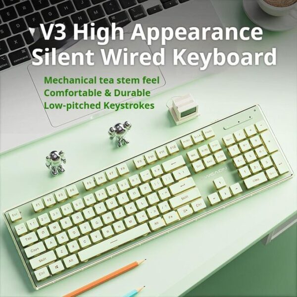 V3 wired backlit keyboard Cool backlight Ergonomic design Waterproof and dustproof Used for office and games-Green
