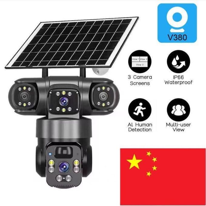 V380 9MP TRIPLE LENS PTZ SOLAR CAMERA