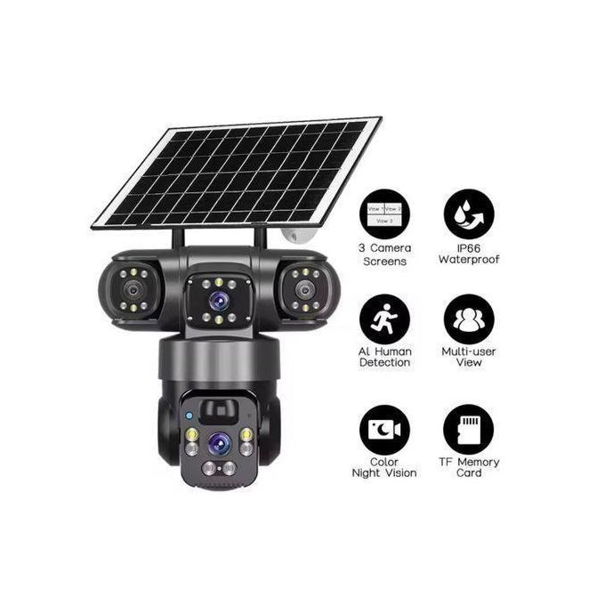V380 9MP TRIPLE LENS PTZ SOLAR CAMERA