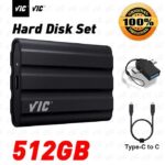 VIC VIC SSD Shield 512GB Portable External SSD - Black, USB 3.0, Rugged Design