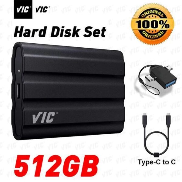 VIC VIC SSD Shield 512GB Portable External SSD - Black, USB 3.0, Rugged Design