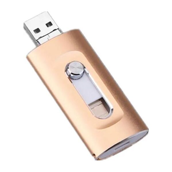 Watch-shaped USB flash drive, a 3-in-1 USB 3.0 high-speed mobile flash drive, suitable for mobile phones, tablets, and computers (gold)