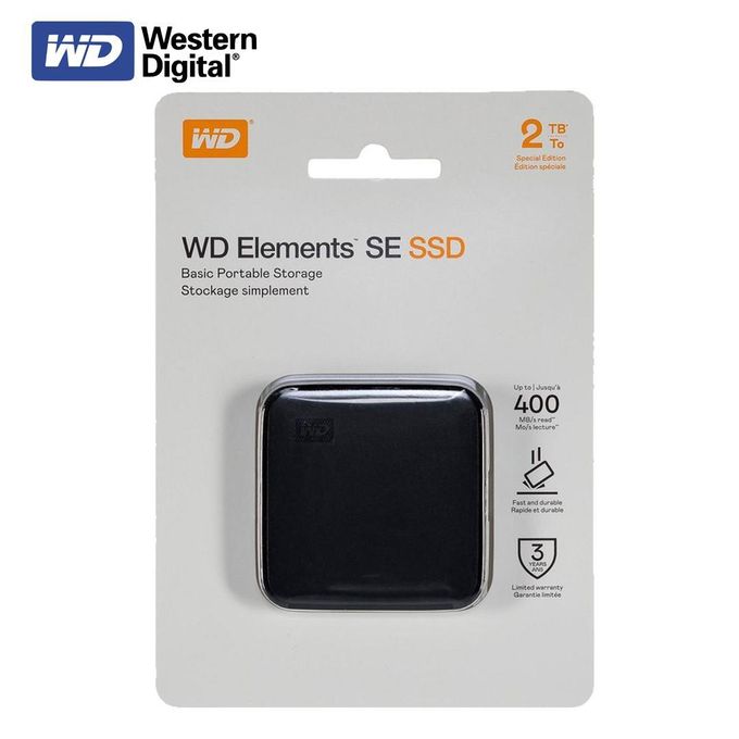 Western Digital 2TB Elements SE - Portable SSD,400mbps, USB 3.0, Compatible with PC, Mac