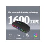Wireless Black Mouse - 2.4G Rechargeable, Ergonomic, 600mAh, 11.3x5.8x2.6cm