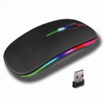 Wireless Black Mouse - 2.4G Rechargeable, Ergonomic, 600mAh, 11.3x5.8x2.6cm