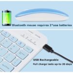 Wireless Mini Keyboard & Mouse Combo - Bluetooth, Rechargeable, Blue