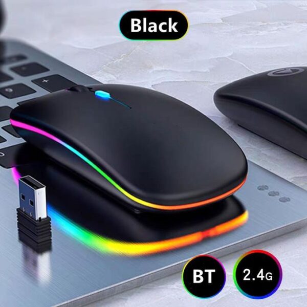 Wireless Mouse Bluetooth-Compatible Gaming Mouse (Dual Mode:BT+2.4Ghz) Ergonomic Rechargeable Mice for PC/Laptop/Macbook