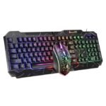 2-IN-1 Rainbow Glow Gaming Keyboard& Mouse Set with Backlight Luminous Gaming Peripheral Ergonomic Mechanical Feel Keyboard Mouse