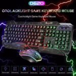 2-IN-1 Rainbow Glow Gaming Keyboard& Mouse Set with Backlight Luminous Gaming Peripheral Ergonomic Mechanical Feel Keyboard Mouse