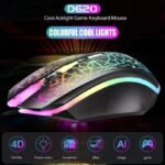 2-IN-1 Rainbow Glow Gaming Keyboard& Mouse Set with Backlight Luminous Gaming Peripheral Ergonomic Mechanical Feel Keyboard Mouse