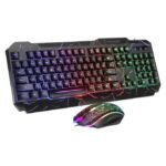 2-IN-1 Rainbow Glow Gaming Keyboard& Mouse Set with Backlight Luminous Gaming Peripheral Ergonomic Mechanical Feel Keyboard Mouse