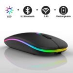 2.4G Rechargeable Wireless Luminous Mouse, Bluetooth Dual-Mode - Black
