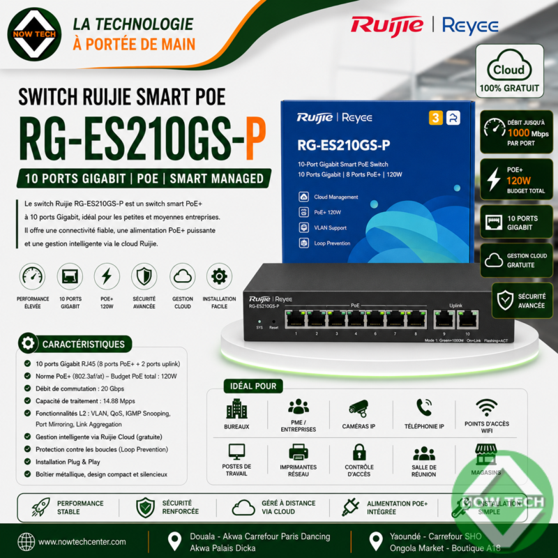 Switch Ruijie Smart PoE RG-ES210GS-P 10 Ports Gigabit good price for sale