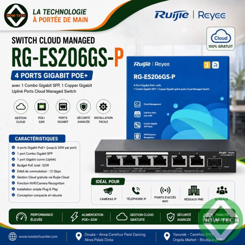 SWITCH RUIJIE SMART POE 6 PORTS GIGABIT RG-ES206GS-P for sale