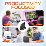 addigoes Vertical Mouse, Right Handed 2.4GHz Wireless Ergonomic Rechargeable Vertical Mouse with 3 Adjustable DPI 800/1200/1600, Quiet Clicks, 6 Buttons,Compatible with PC,...