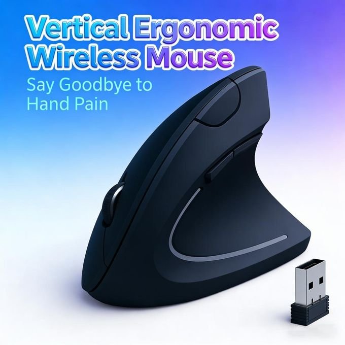 addigoes Vertical Mouse, Right Handed 2.4GHz Wireless Ergonomic Rechargeable Vertical Mouse with 3 Adjustable DPI 800/1200/1600, Quiet Clicks, 6 Buttons,Compatible with PC,...
