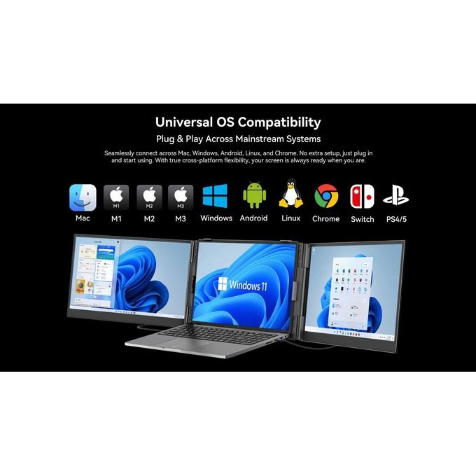 Blackview DCM6 14” Laptop Screen Extender – Ultra-Slim 4.5mm, Full HD Portable Dual Monitor