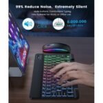 Bluetooth Wireless Keyboard and Mouse Set Mini iPad Keyboard Keycaps 7-Colour Backlight - Black