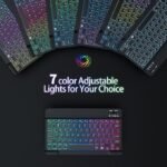 Bluetooth Wireless Keyboard and Mouse Set Mini iPad Keyboard Keycaps 7-Colour Backlight - Black