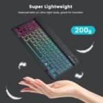 Bluetooth Wireless Keyboard and Mouse Set Mini iPad Keyboard Keycaps 7-Colour Backlight - Black