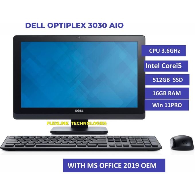 DELL OptiPlex 3030 All-in-One (AIO) Desktop – Intel® Core™ i5, 16GB RAM, 512GB SSD, Windows 11 Pro + Office 2019 OEM