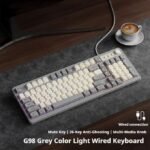 G98 Wired silent keyboard with colorful lights, 98 key layout, mechanical feel-Grey