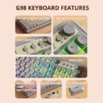 G98 Wired silent keyboard with colorful lights, 98 key layout, mechanical feel-Grey