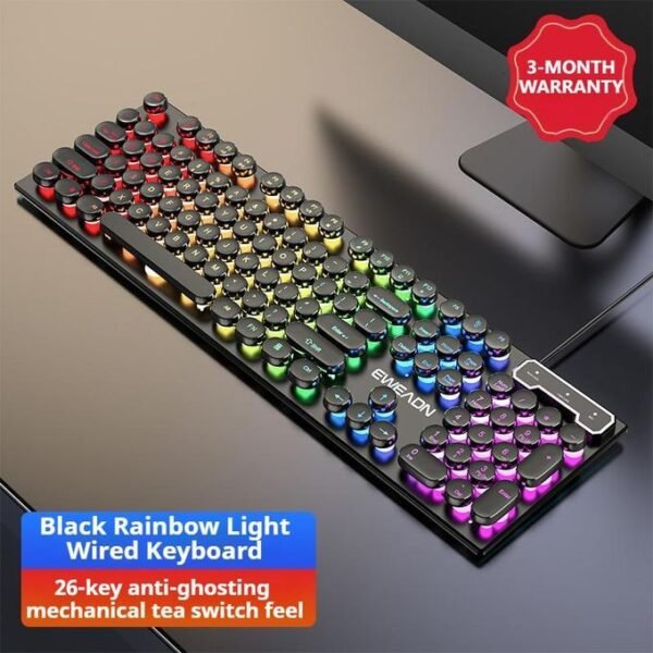 GX330 wired backlit keyboard Cool backlight Ergonomic design Waterproof and dustproof Used for office and games-Black