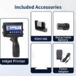 Handheld Inkjet Printer, Portable Handheld Printer Gun for Date, QR Code, Barcodes, Logos & Text Printing on Metal, Plastic, Wood, Glass, Paper