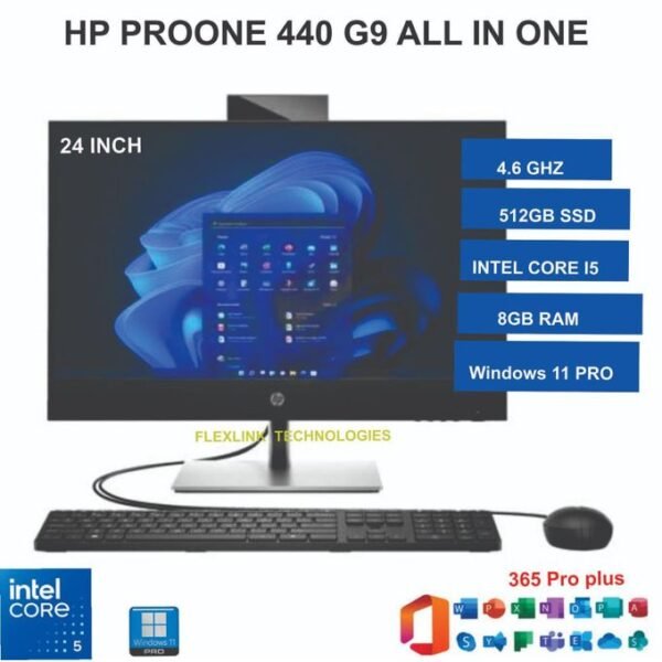 Hp PROONE 440G9 ALL IN ONE , INTEL COREi5, 14TH GEN UP TO 4.6GHZ 512SSD,8GBRAM , 24 INCHES FHD